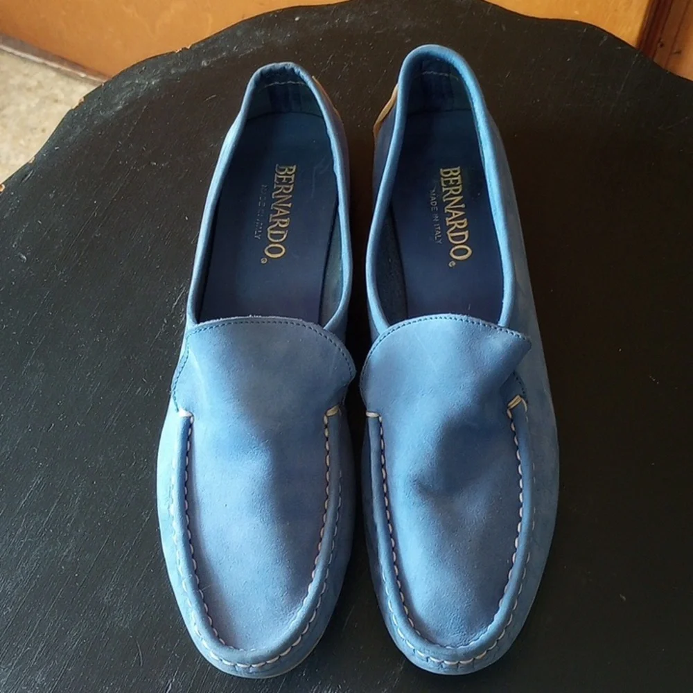Bernardo, Size 10, Blue Suede Shoes, Moccasins, Made in Italy